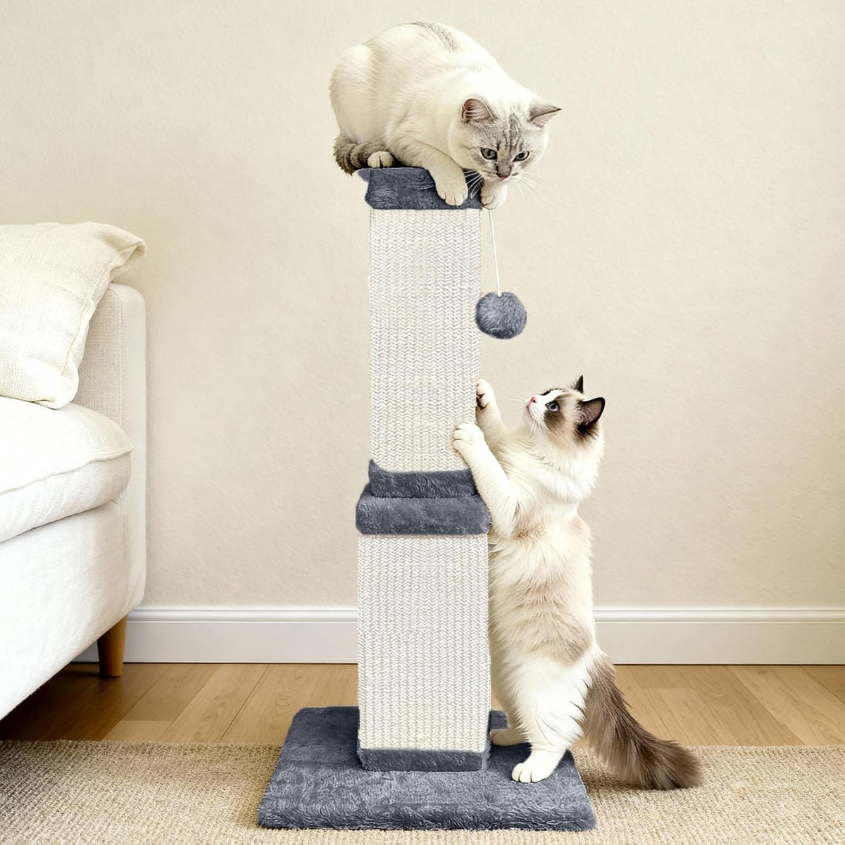 Cat Scratching Post for Indoor Cats, 32Inch Sisal Cat Scratcher