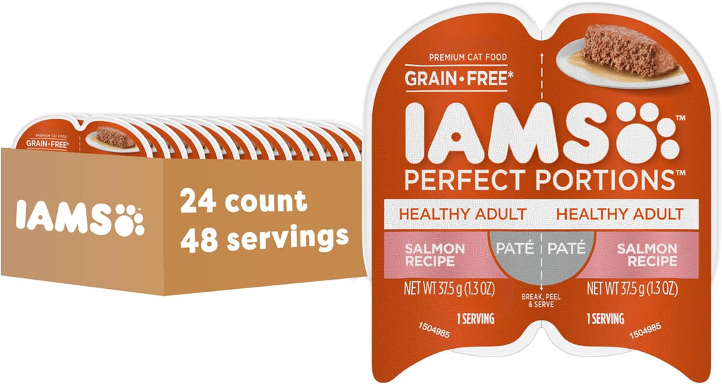 IAMS Perfect Portions Healthy Adult Pate Wet Cat Food, Salmon, 24 Count