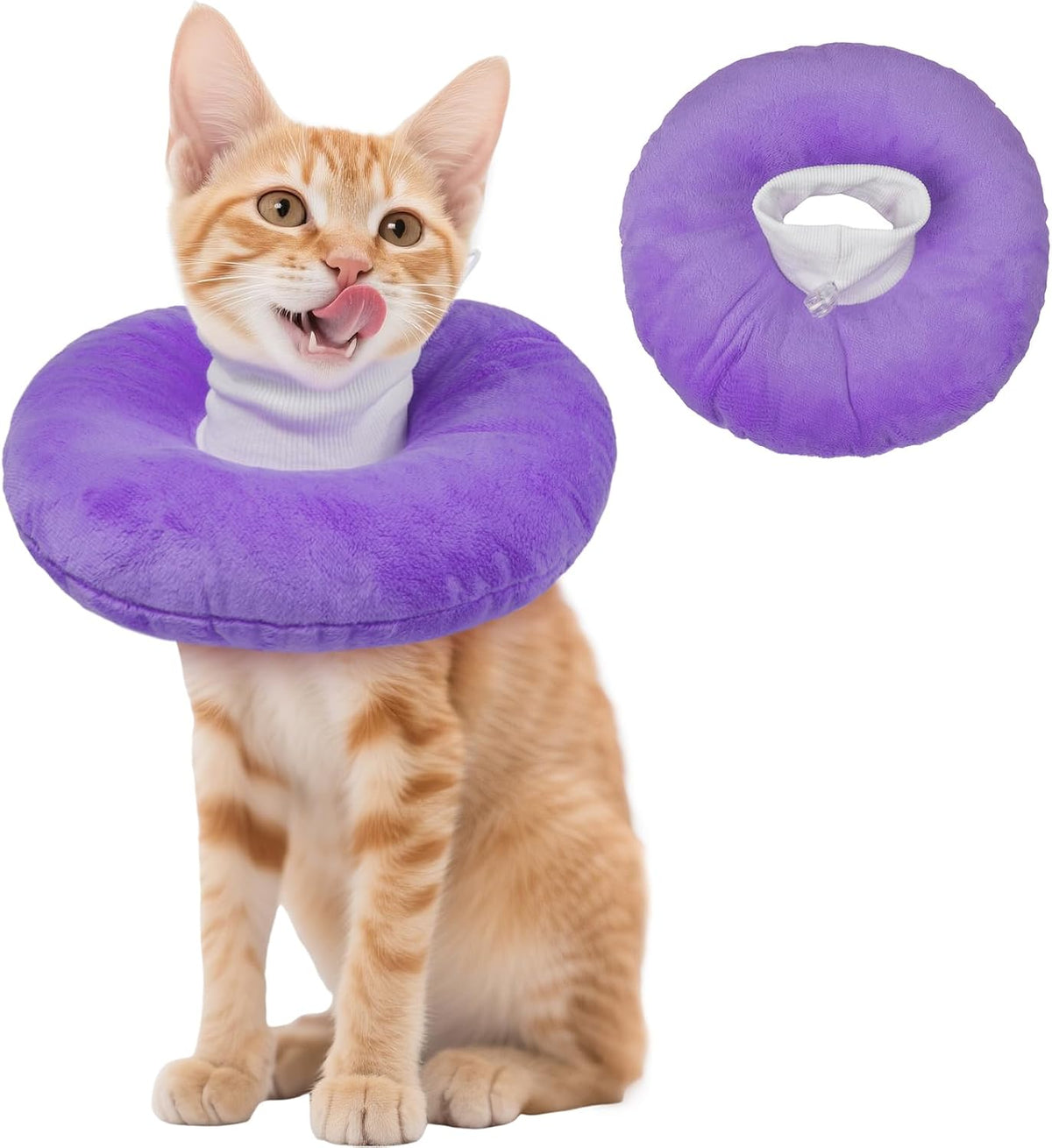 BRKURLEG Cat Recovery Collar, Soft Cat Cones, Purple, M
