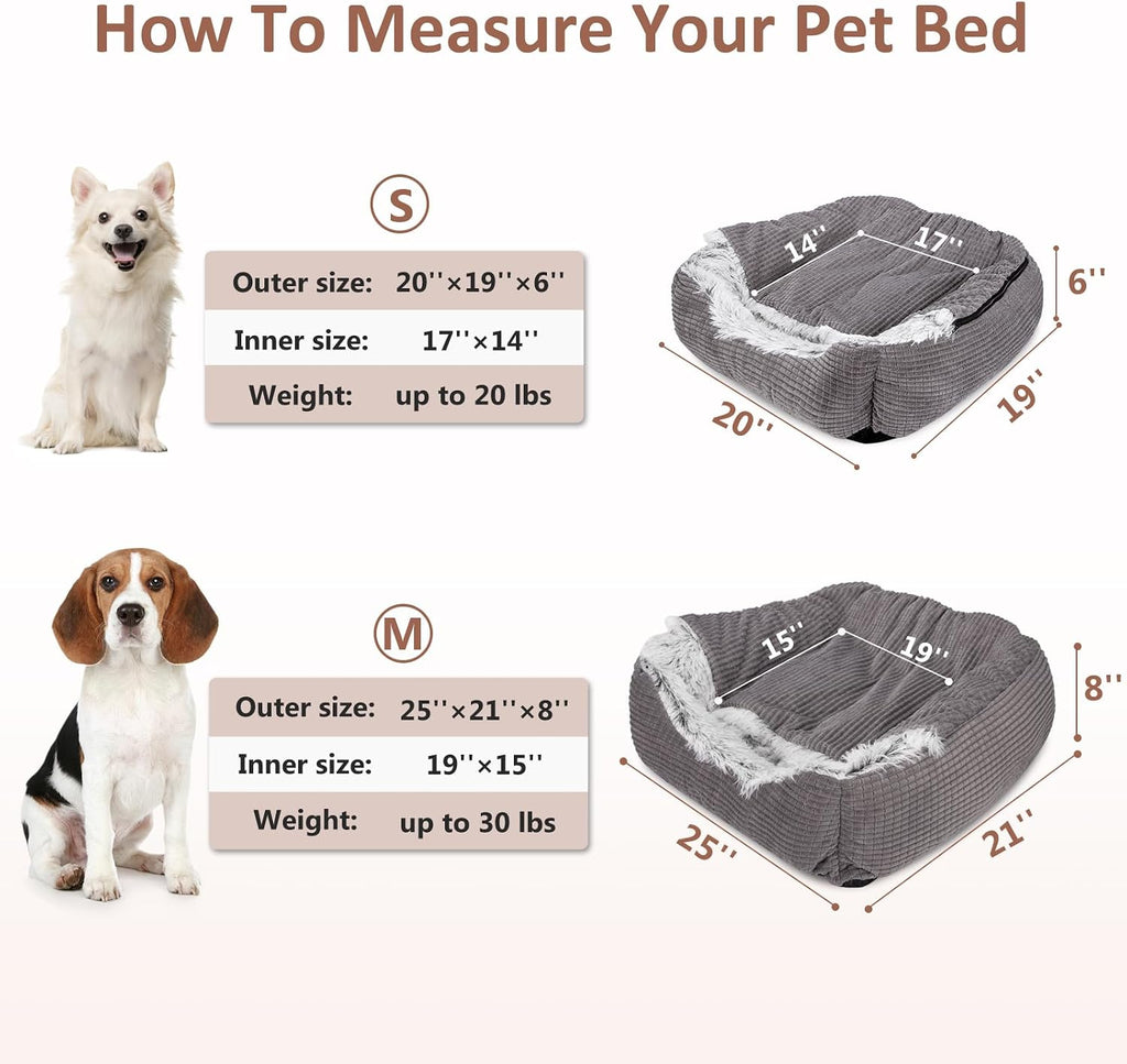 MIXJOY Dog Beds for Small Medium Dogs with Hooded Attached, 25in