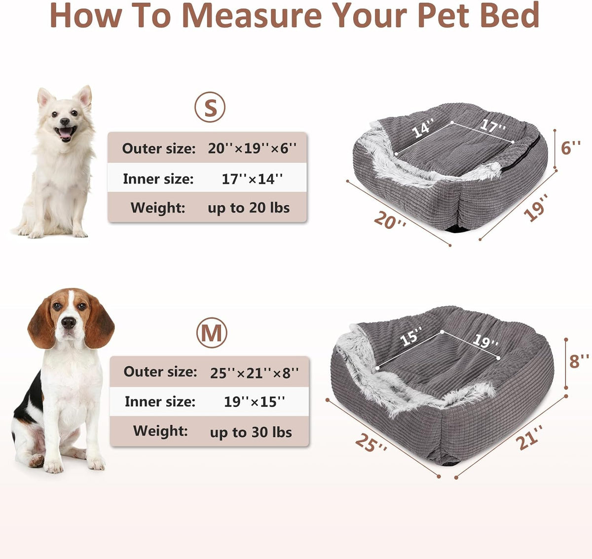 MIXJOY Dog Beds for Small Medium Dogs with Hooded Attached, 25in