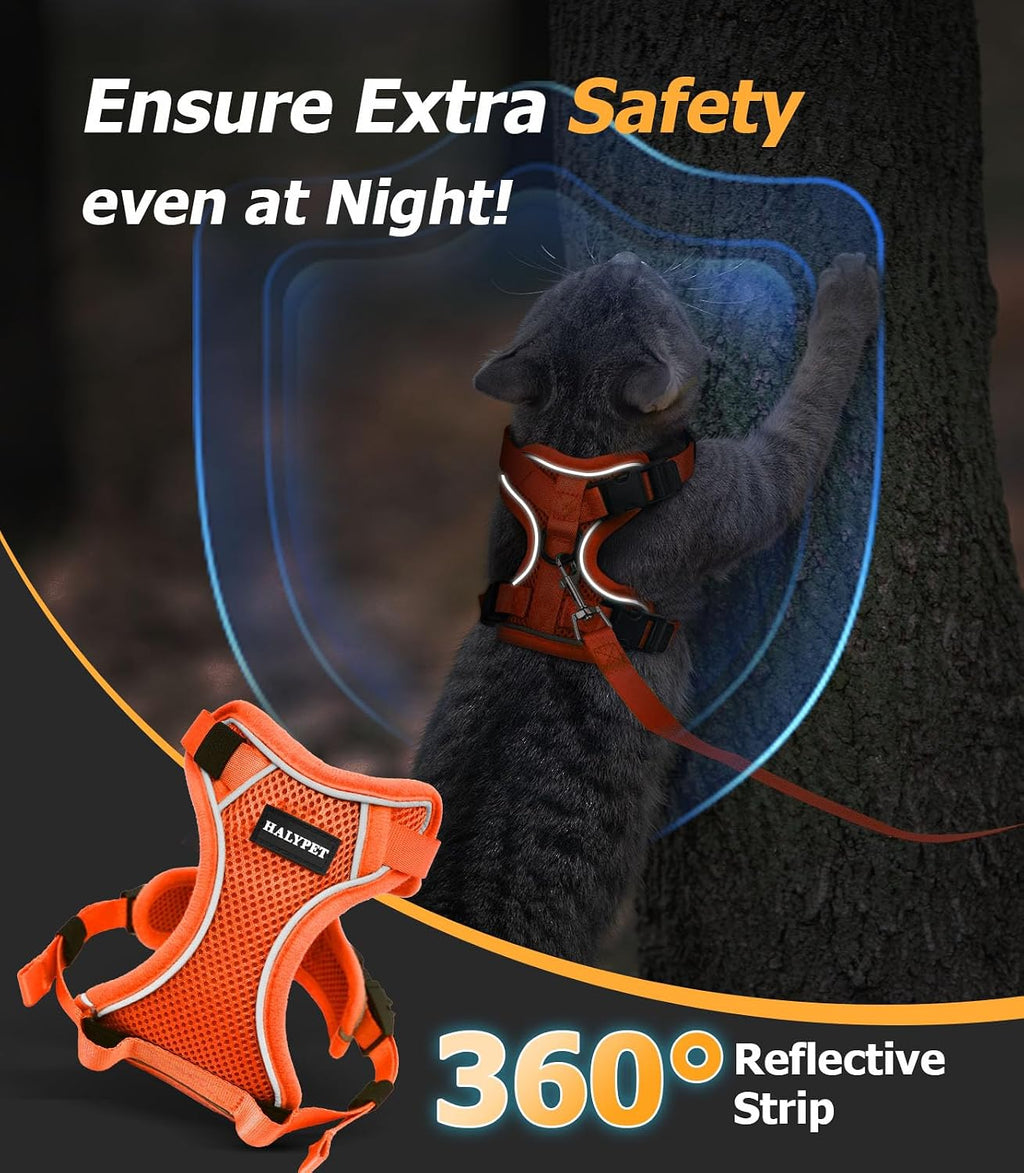 Cat Harness and Leash Set,Escape Proof Kitten Harness,Orange