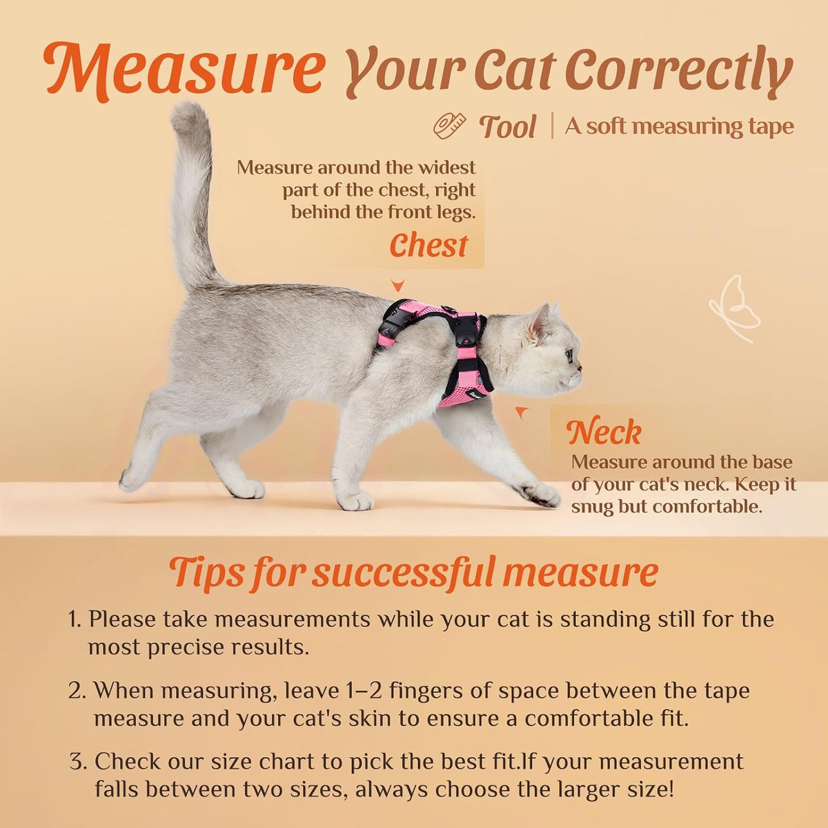 Dooradar Cat Harness and Leash Set with Neck Release Buckle, Pink
