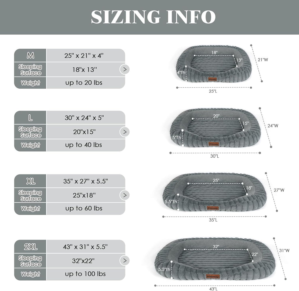 Orthopedic Dog Bed, Memory Foam Bolster Bed for Large Dogs
