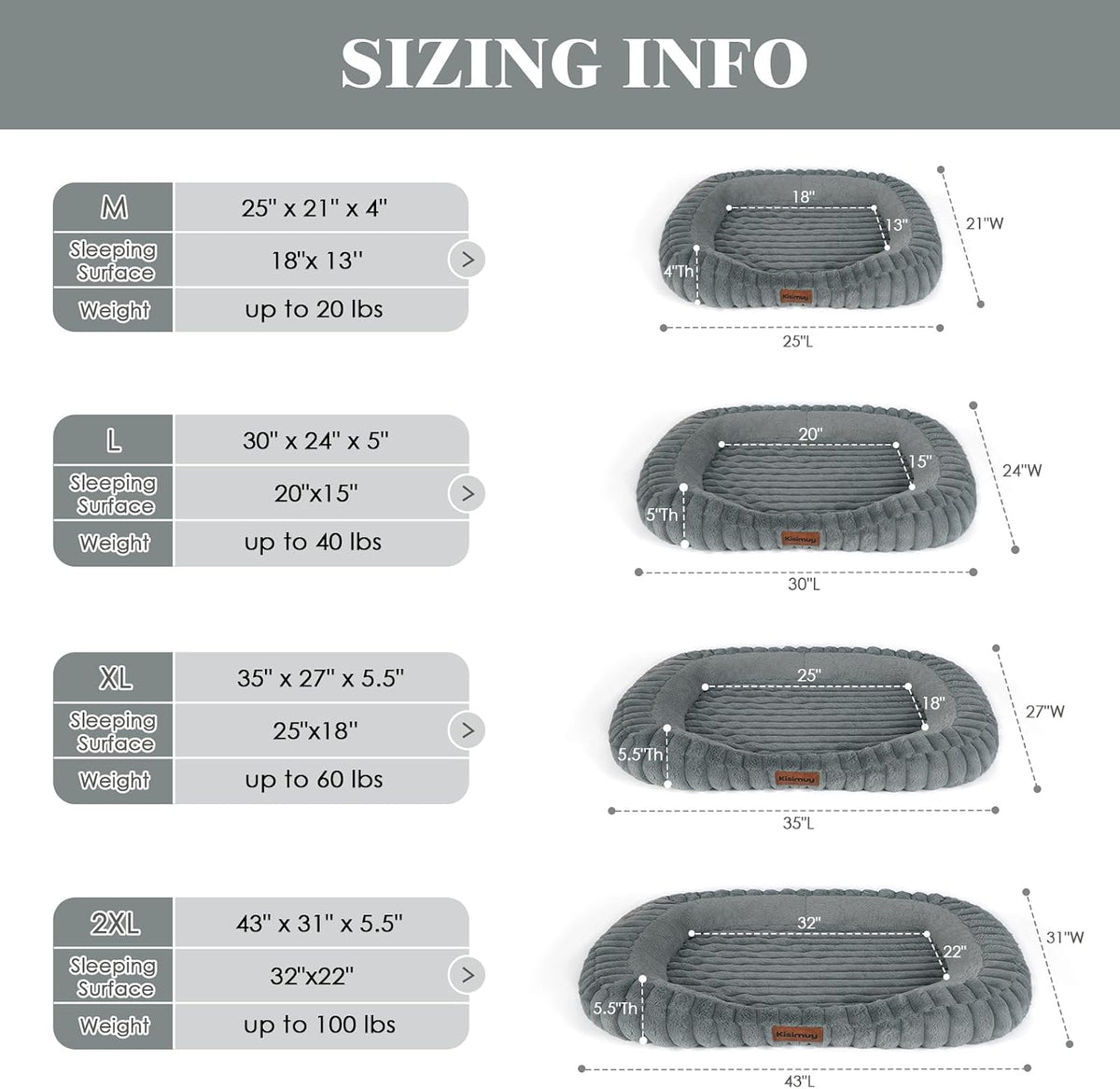 Orthopedic Dog Bed, Memory Foam Bolster Bed for Large Dogs
