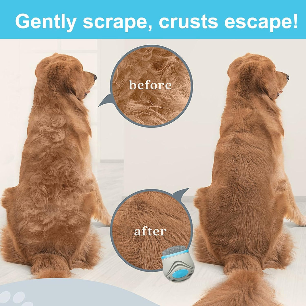 Dogs & Cats Grooming Flea Comb, Stainless Steel Pet Comb with Round Teeth for Matted Hair, Eye Booger Tear Stain Remover Tool for Small Large Dogs Pet Supplies