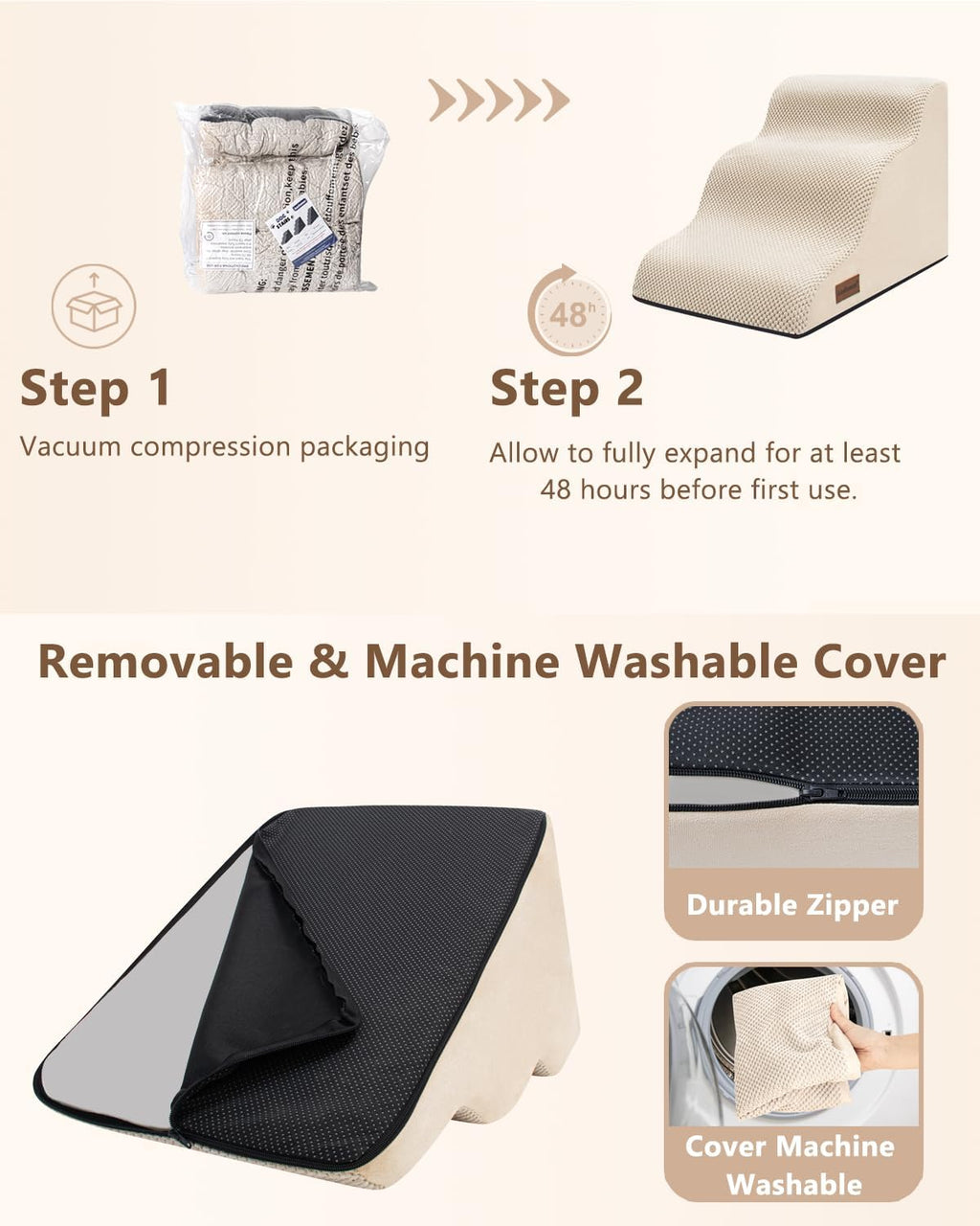 Aodisman Dog Stairs for Small Dogs,3 Step Dog Ramp for Couch,Non-Slip Steps