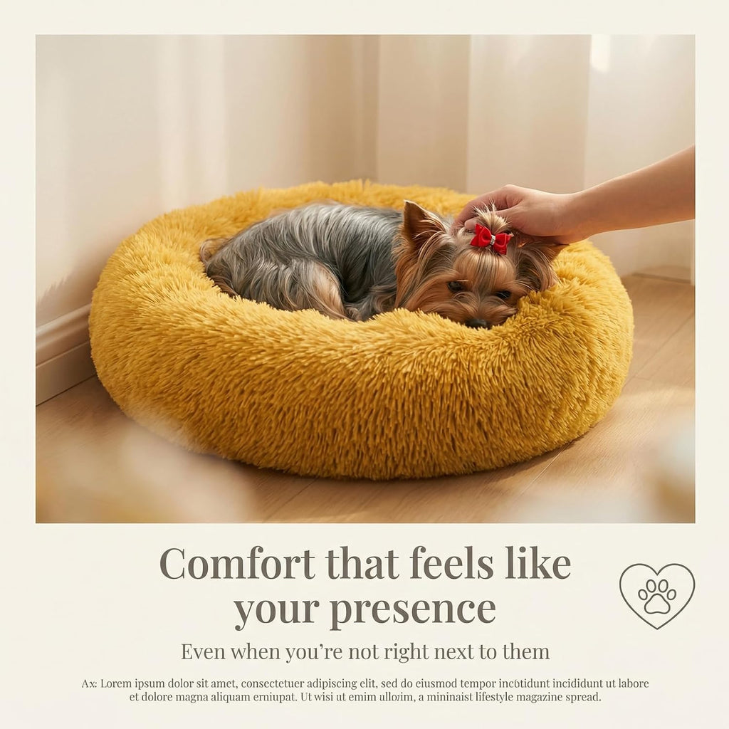 nononfish Puppy Bed for Small Dogs,Soft Calming Donut Bed