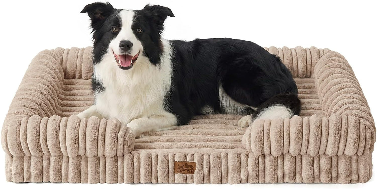 COZY KISS Orthopedic Warming Dog Beds Large Sized Dog, 44 inches, XL, Khaki