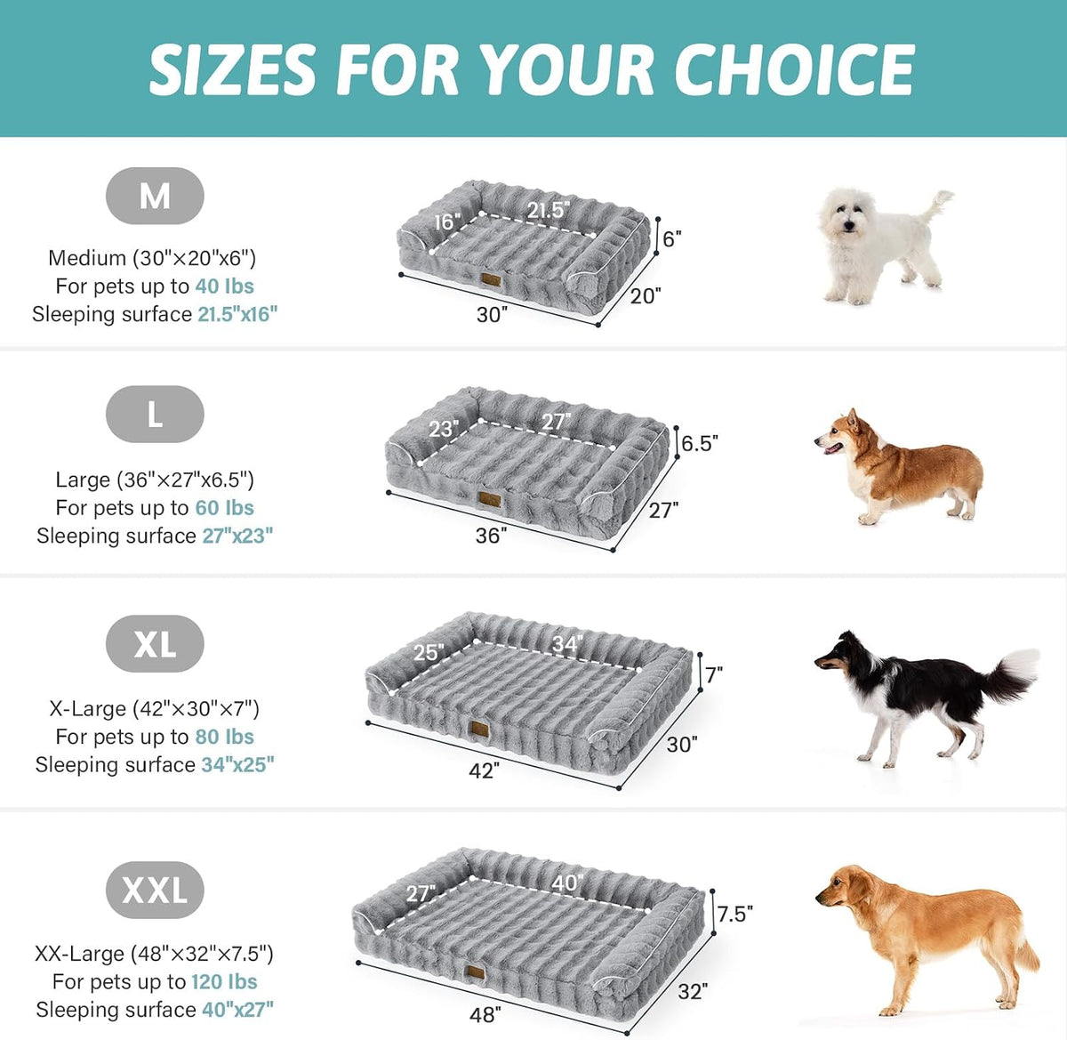 COZY KISS Orthopedic XL Dog Bed for Large Dog, Washable Pet Bed
