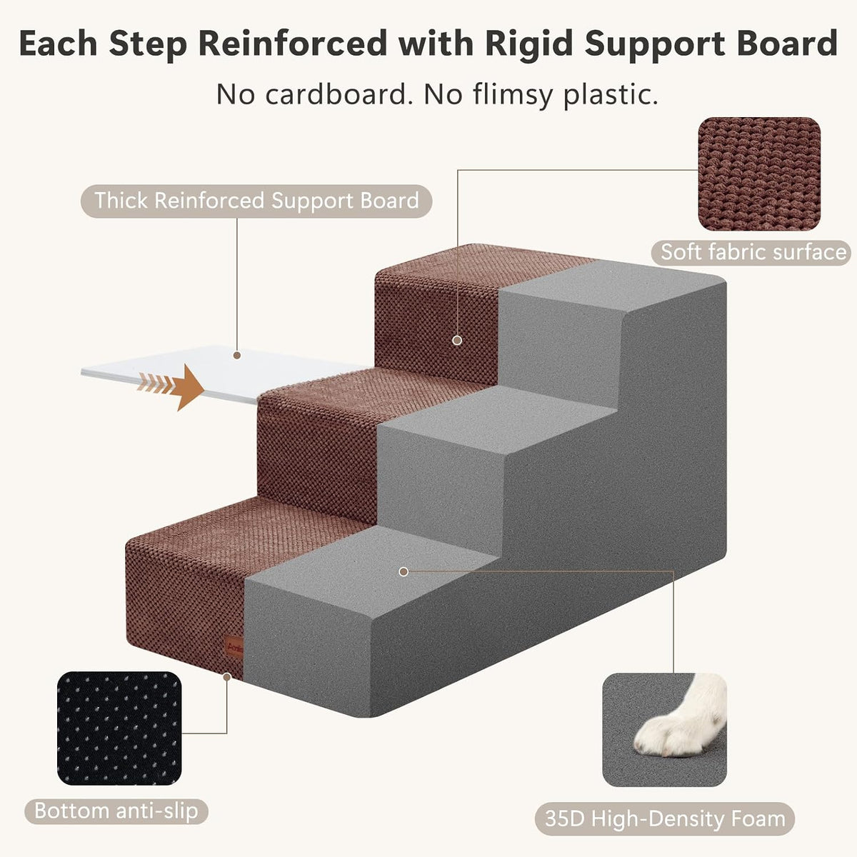 Dog Stairs for Large Dogs 18" H, Extra Wide Pet Steps for Couches & Beds
