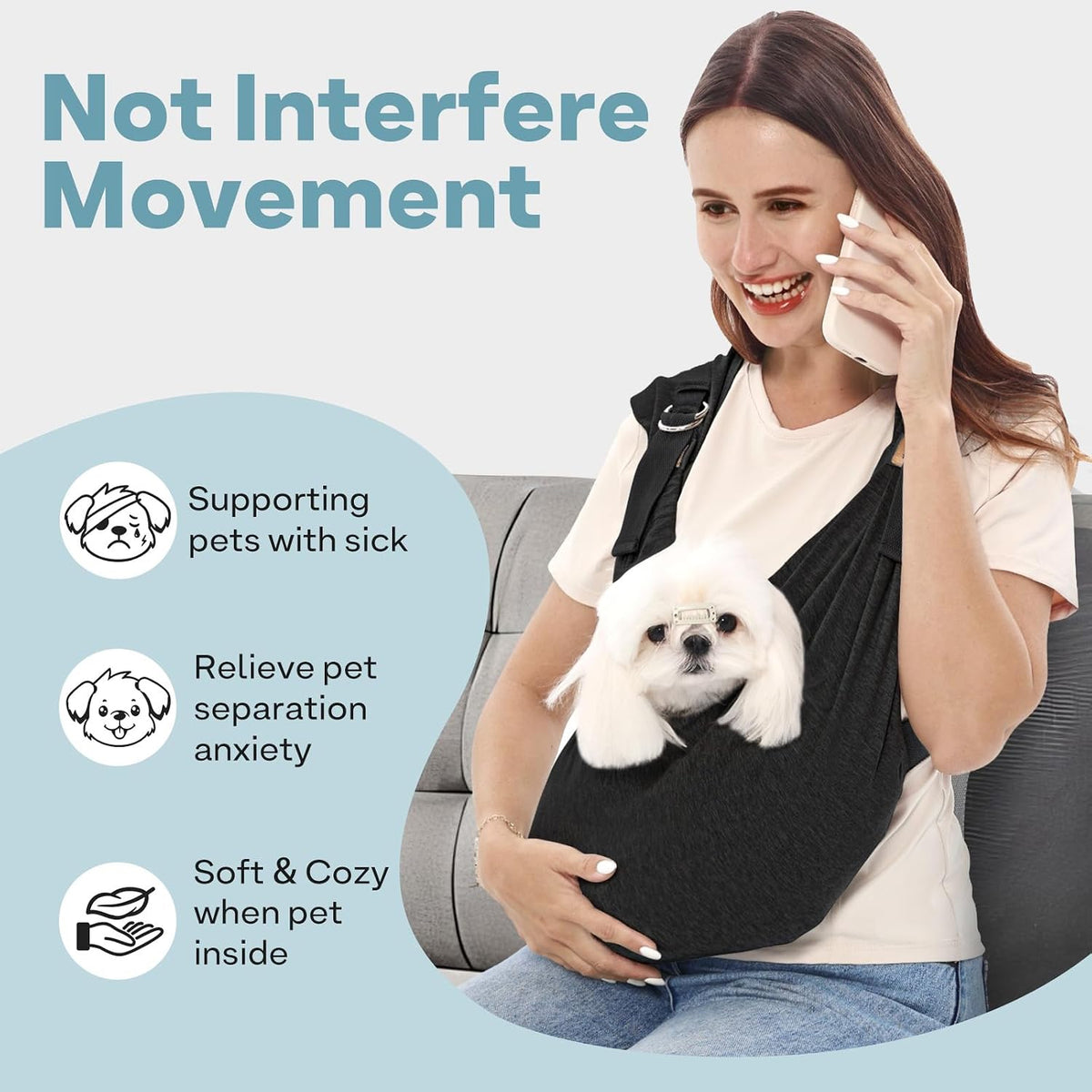 Supet Dog Sling Carrier for Small Pet, 95% Cotton Adjustable Front Backpack