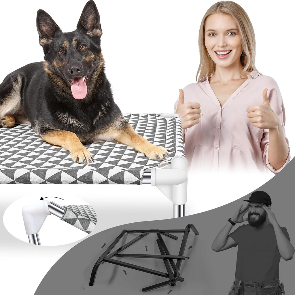 Kuntrust Elevated Outdoor Dog Bed, Large Size, Fits up to 100lbs