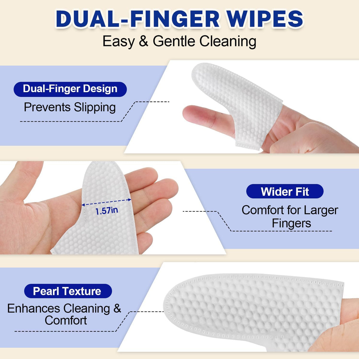 Cat Chin Wipes, Dual-Finger Cleaning Pads, Unscented, 60 Count