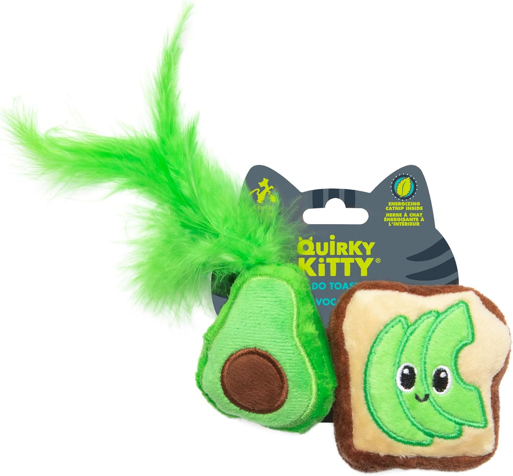 Quirky Kitty Avocado Toast Catnip Plush Cat Toy, Pack of 2, Soft and Safe