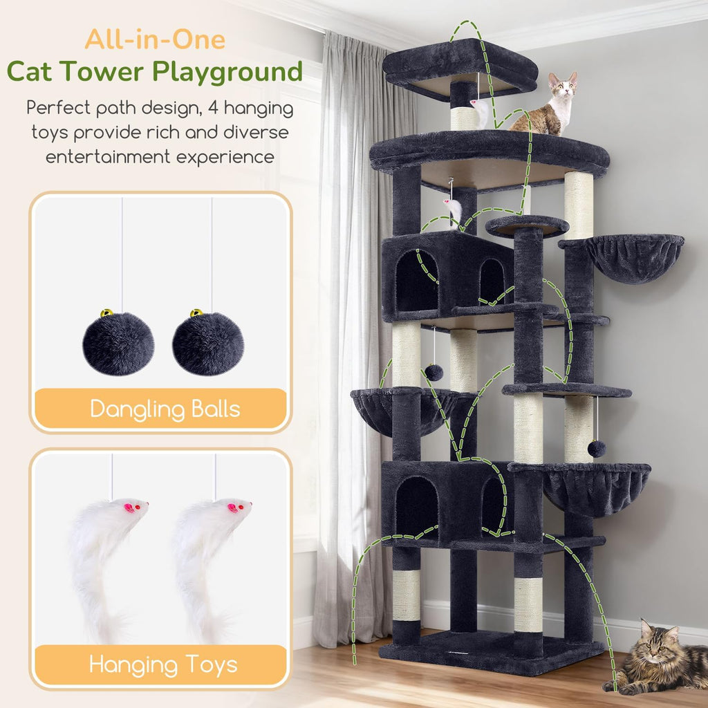 Globlazer 82in Extra Large Cat Tree Tower for Indoor Cats Large Adult, S82