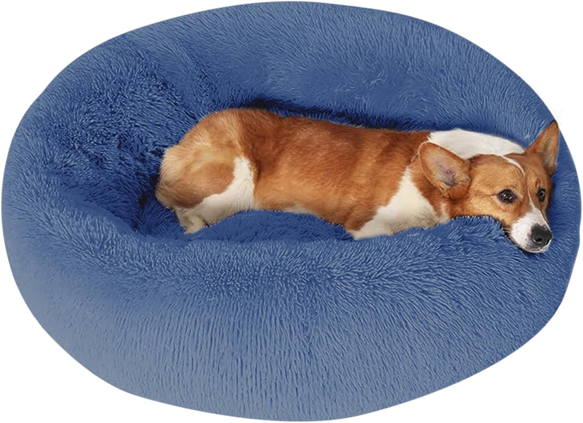 JOLLYVOGUE Dog Bed, Calming Anti-Anxiety Large Dog Bed, Fluffy Donut Cushion for Medium and Large Pets (27")