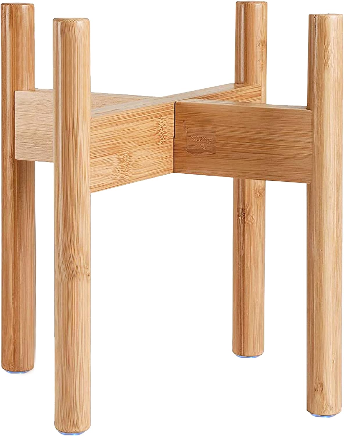 Dog Bowl Stand for Large Dogs - Adjustable, Easy Fold-Down | Use to Elevate Raise Dog Food, Water and Slow Feeder Bowls, Lock-Bolts and Tool Added, Foot-Padded, Bamboo Stand Only 