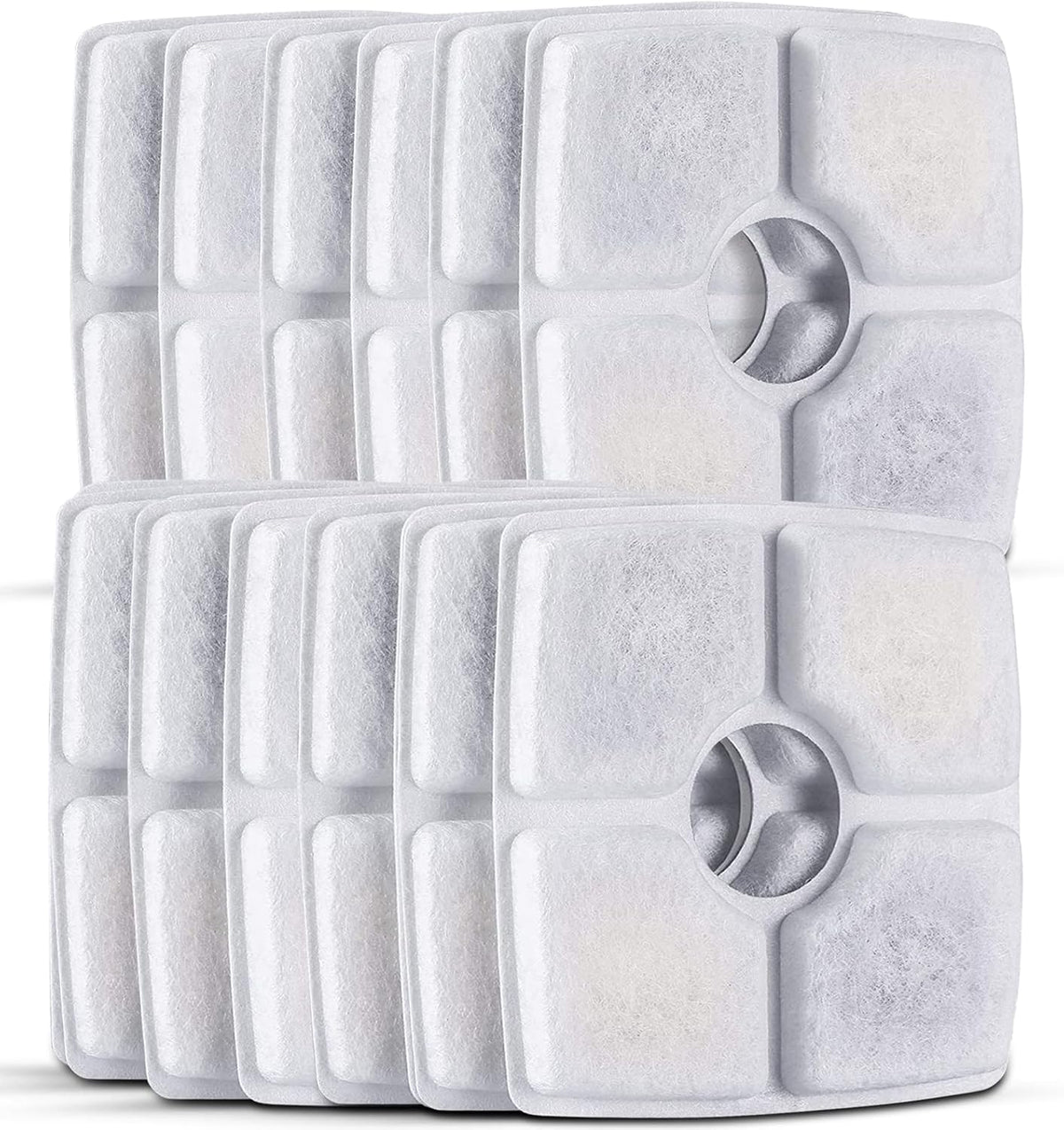 Cat Water Fountain Filters, 12 Pack Replacement Filter Fit for Top Square 84oz/2.5L Cat Pet Fountain, 3 Filtration System