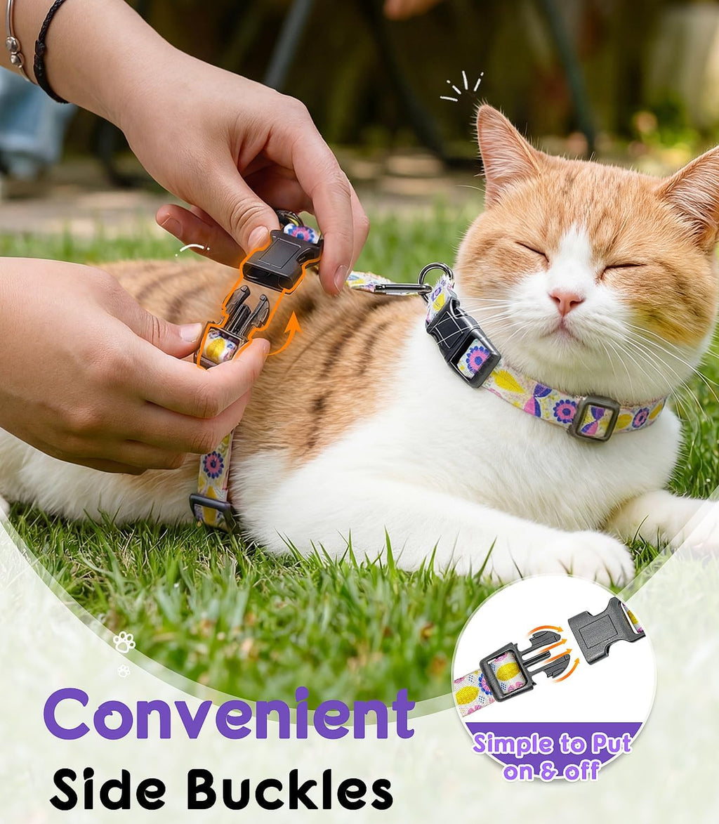 Halypet 2-Pack Cat Harness and Leash Set, Escape Proof 3-in-1 Adjustable Harness for Cats, Soft Lightweight, Easy On & Control for Walking, Travel & Outdoor Use, Small (White & Blue)