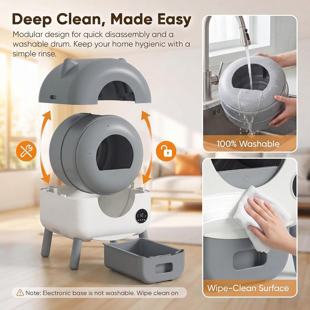 Greesum Self-Cleaning Cat Litter Box with App Control for Multiple Cats