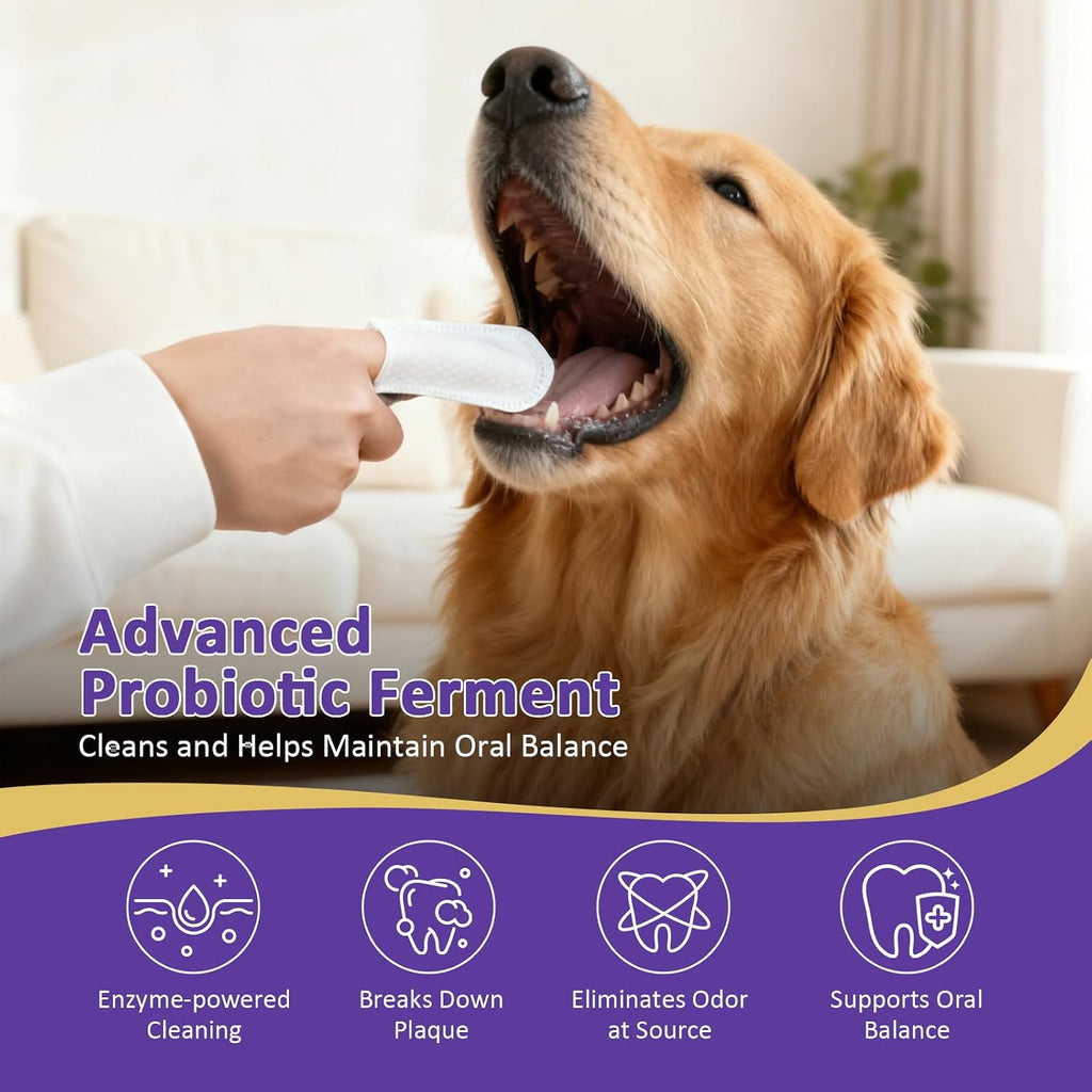 Probiotic Pet Dental Finger Wipes, Daily Oral Care, 50 Count