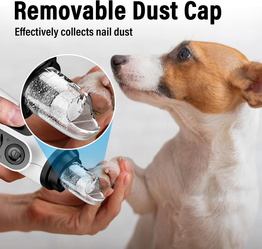 Casfuy Smart 6-Speed Dog Nail Grinder with LED Lights Safe for All Dogs Cat