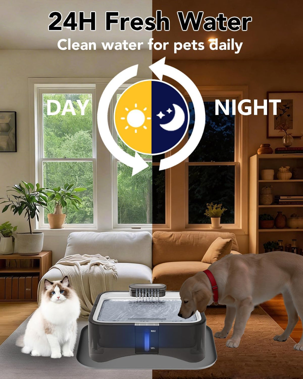 UPSKY Cat Water Fountain, 2.25Gal Large Capacity for Multi-Pet Homes