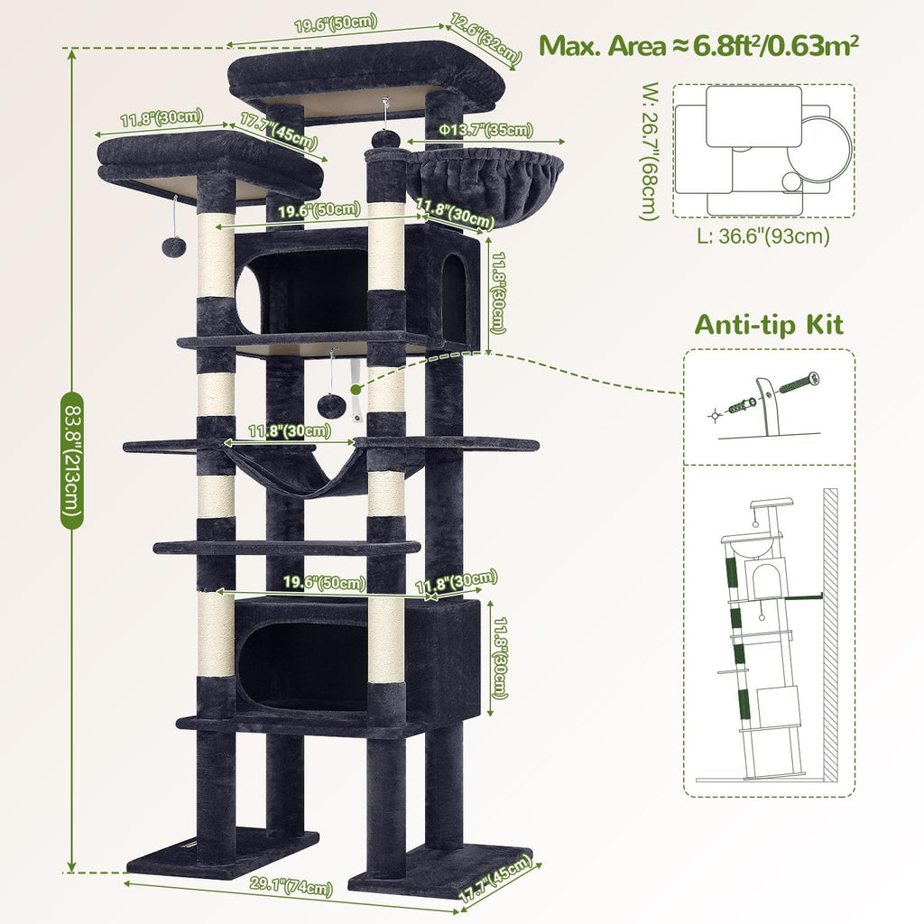 Globlazer Giant Tall Heavy Duty Cat Tower for Indoor Large Cats, F83B