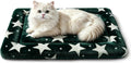 Dog Bed Mat, Reversible Crate Pad & Cute Dog Bed - Machine Washable Kennel Mat with Ultra Soft (Big&Small Stars Green, 18" L x 14" W x 1.5" Th)