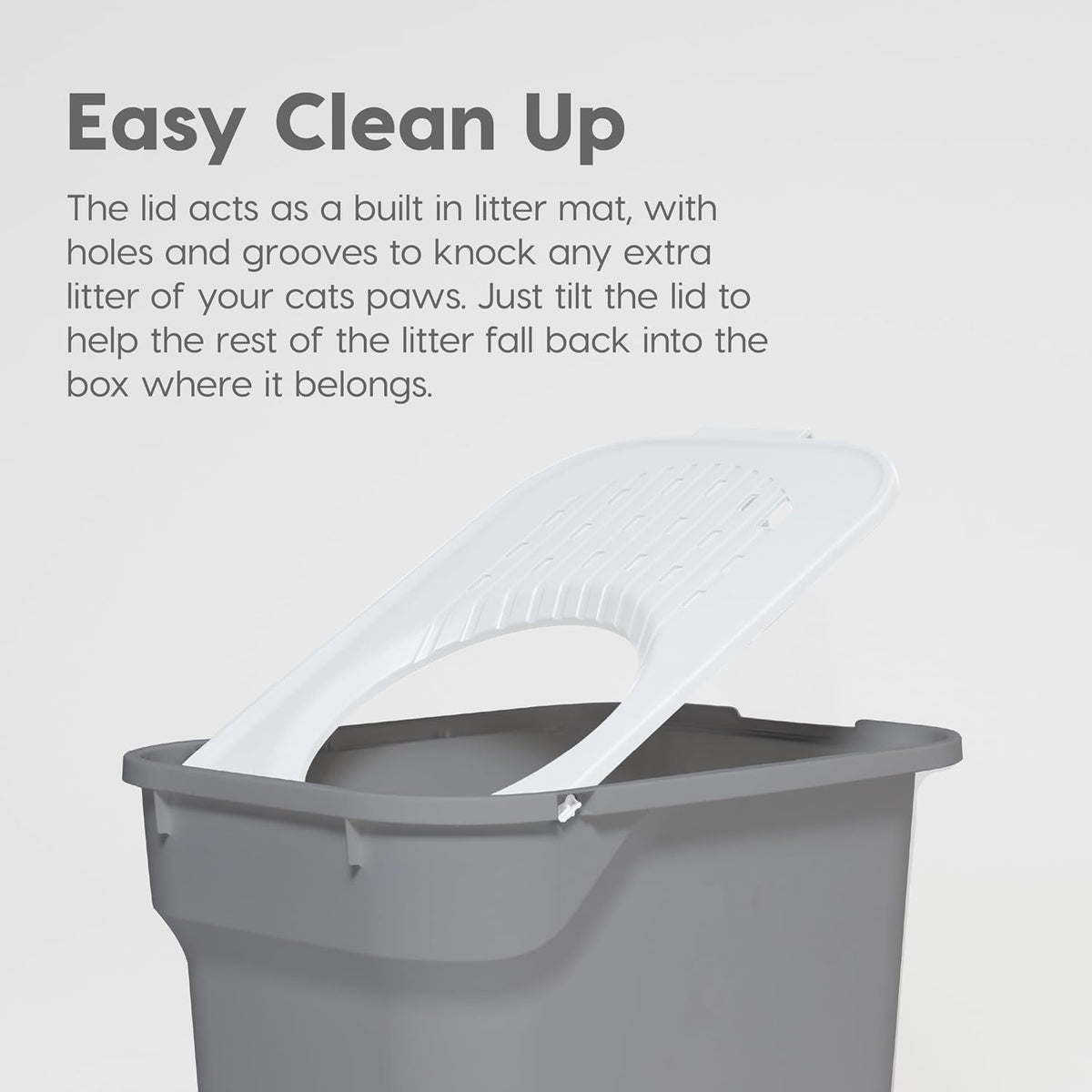 IRIS USA Large Top Entry Cat Litter Box, Hooded Privacy, Gray/White | Multi-Cat Households, Enclosed Top Access, Mess Containment System, Protected Interior, Reduced Tracking, Odor Trapping