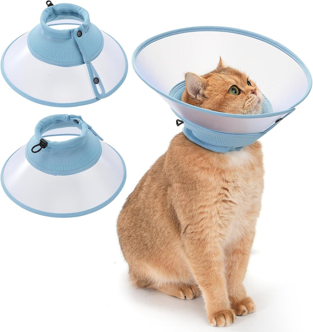 Avont Soft Mesh Cat Cone, Adjustable Anti-Lick E-Collar (Blue S)