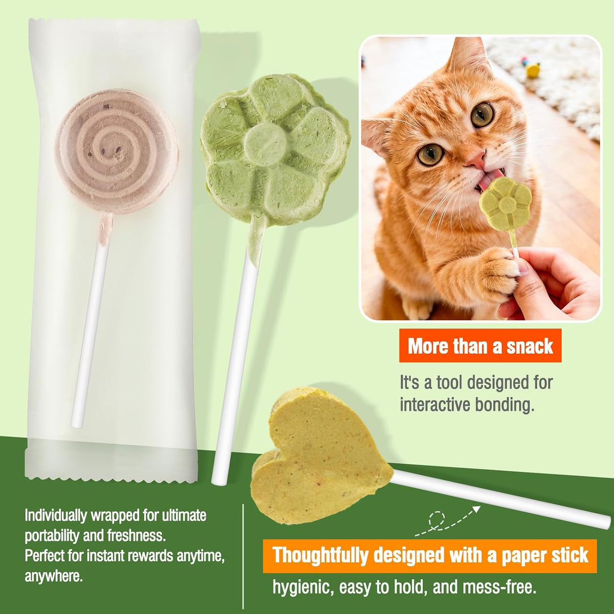 Freeze Dried Cat Treats, Cat Lollipop Treats Cat Grass Treats, Chicken Lollipops, High-Protein Nutrient Snacks - Interactive Cat Toy & Food Toppers (21pcs)
