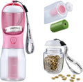 Cibaabo Dog Water Bottle with Food Container & Poop Bag Holder & Filter | Feeding & Hydration & Waste All in One | Travel Puppy Water Bowl | Portable Pet Dispenser | Girl Dog Accessories for Walking