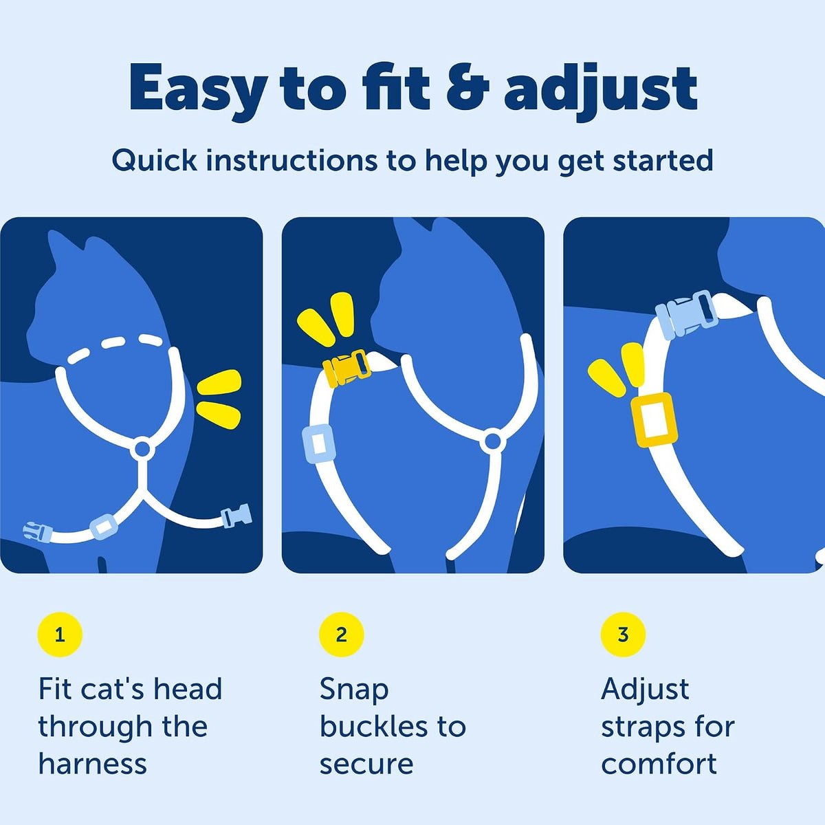 PetSafe Come with Me Kitty Harness and Bungee Cat Leash, Royal Blue, Small