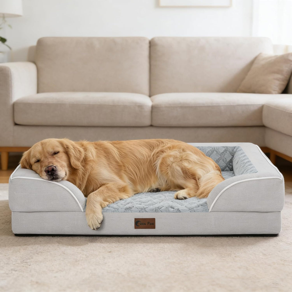 Orthopedic Dog Bed for Extra Large Dogs, 53x42in, Light Grey