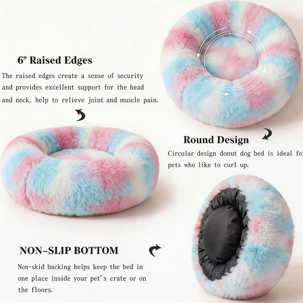 nononfish Cozy Donut Pet Bed,Soft Calming Dog Bed