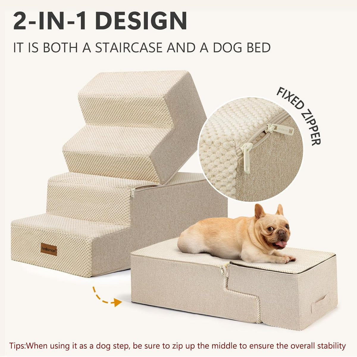Aodisman Dog Steps for Bed or Couch,4-Step Pet Stairs for Small Dogs & Cats