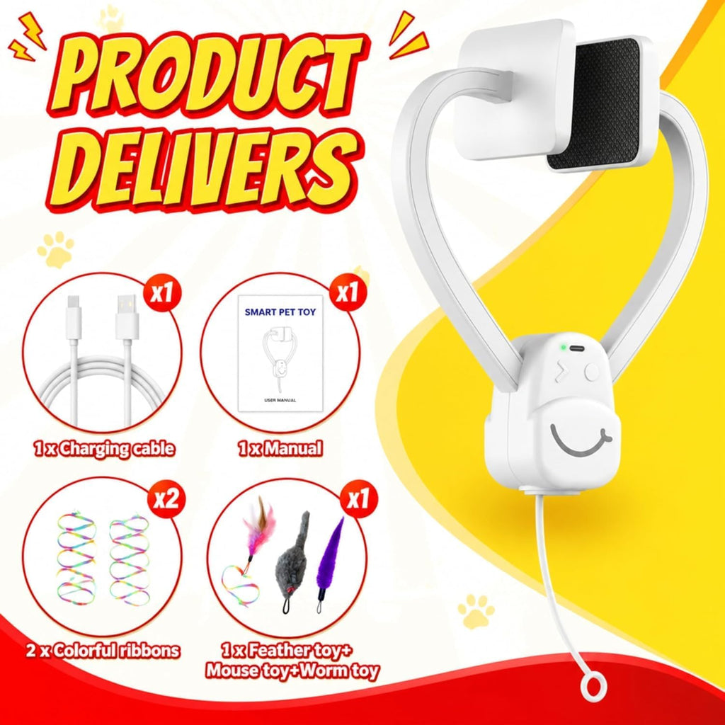 Interactive Automatic Cat Toy, 360° Rotating Feather Wand
