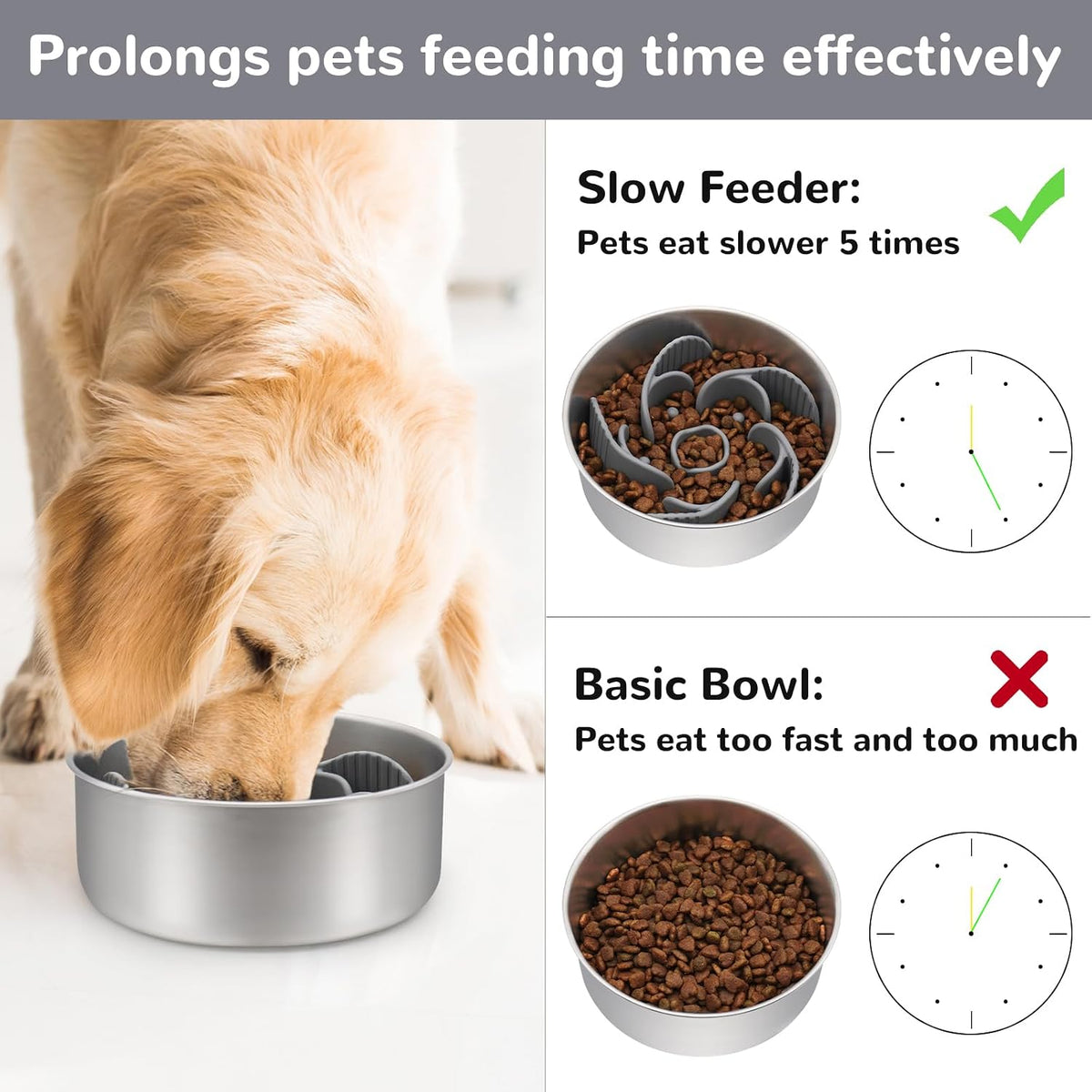MateeyLife Cuttable Slow Feeder Dog Bowls Insert with Suction Cups for Medium & Large Dogs to Slow Down Eating– Fits Metal & Ceramic Bowls(Gray)