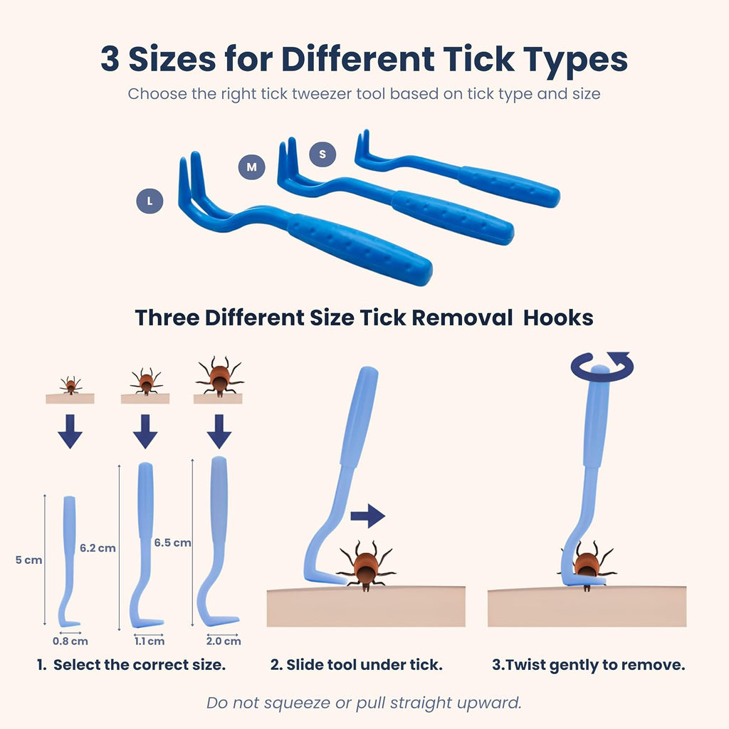 Complete Tick Removal Kit for Dogs & Cats – Tick Remover Tool Set with 3 Size Hooks, Tick Comb & Stainless Steel Precision Tick Remover + Tweezers, Travel Pouch – Safe, Fast Tick Removal