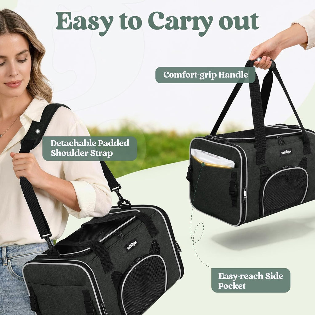 rabbitgoo Cat Carrier Soft with Safety Buckles, Sturdy Comfortable Pet Bag