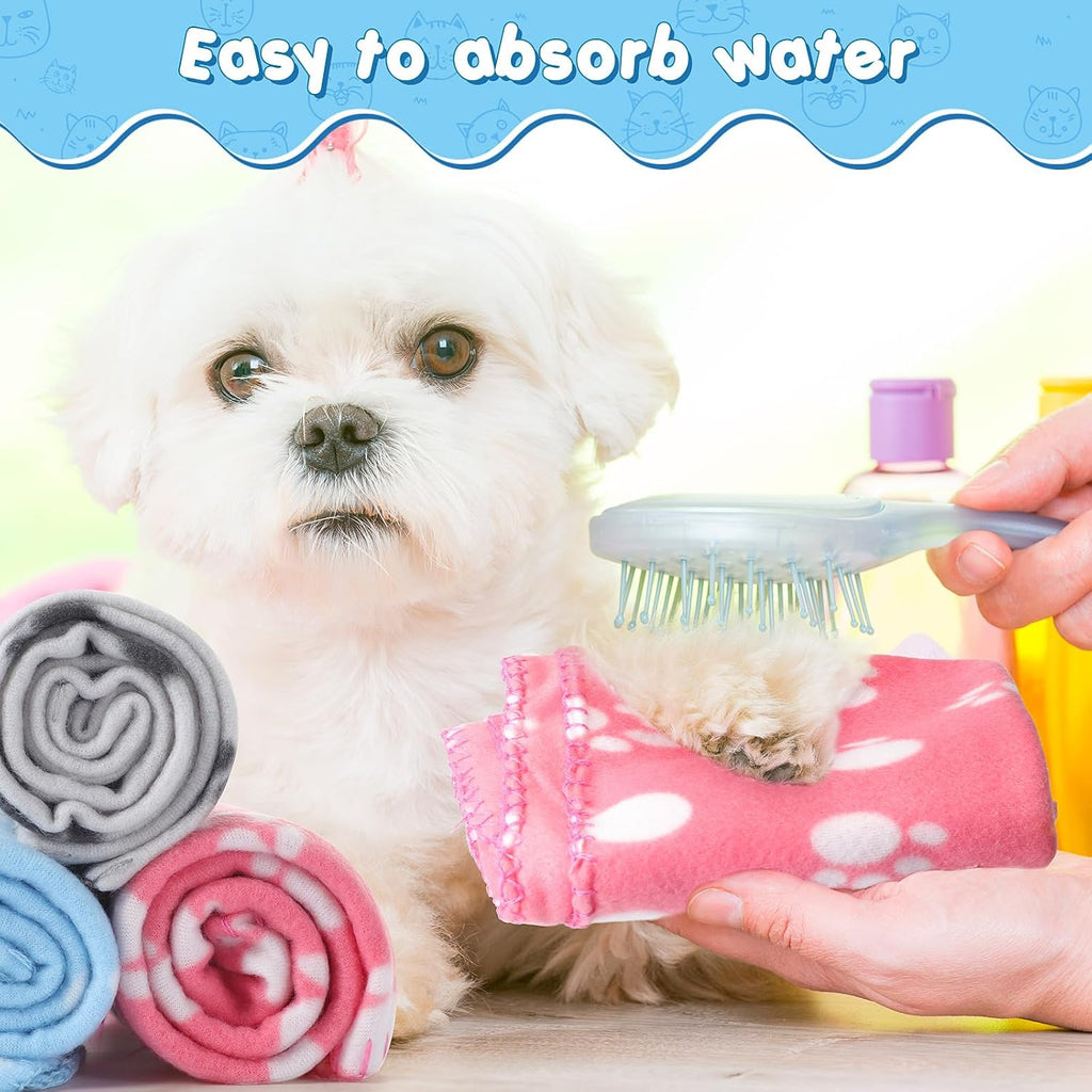 Eccliy 20 Pcs Puppy Blanket Fleece Pet Dog Throw, Paw, 39 x 28 Inch
