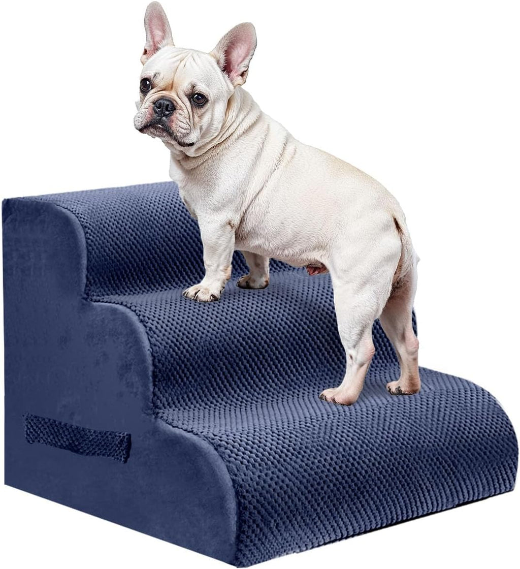 PAWSCRAT 3-Step Pet Stairs for High Beds & Sofas, 15.7''H Dog Stairs, Blue