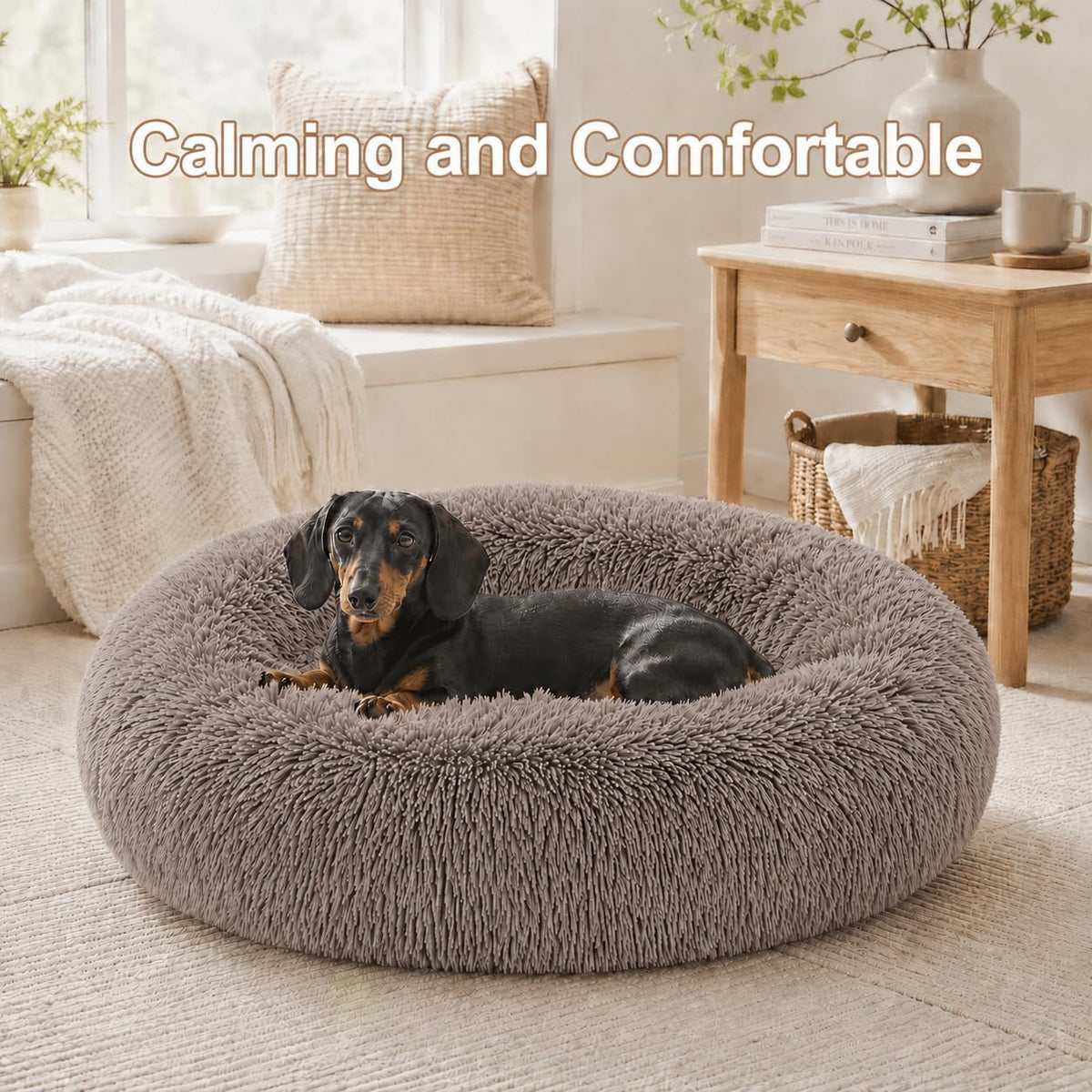 Ghouse Calming Donut Dog Bed for Medium Dogs, 30 in Washable Medium Pet Bed