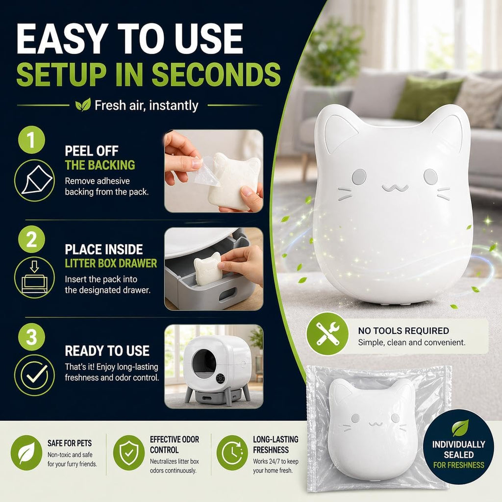 ProGuard® 6PCS Pets Deodorizing Pods for Cumrige Self Cleaning Litter Box, Odor Remover for Fumoi Automatic Cat Litter Box, Camellia Flower Scented, Long-Lasting Fragrance, Keep Home Fresh