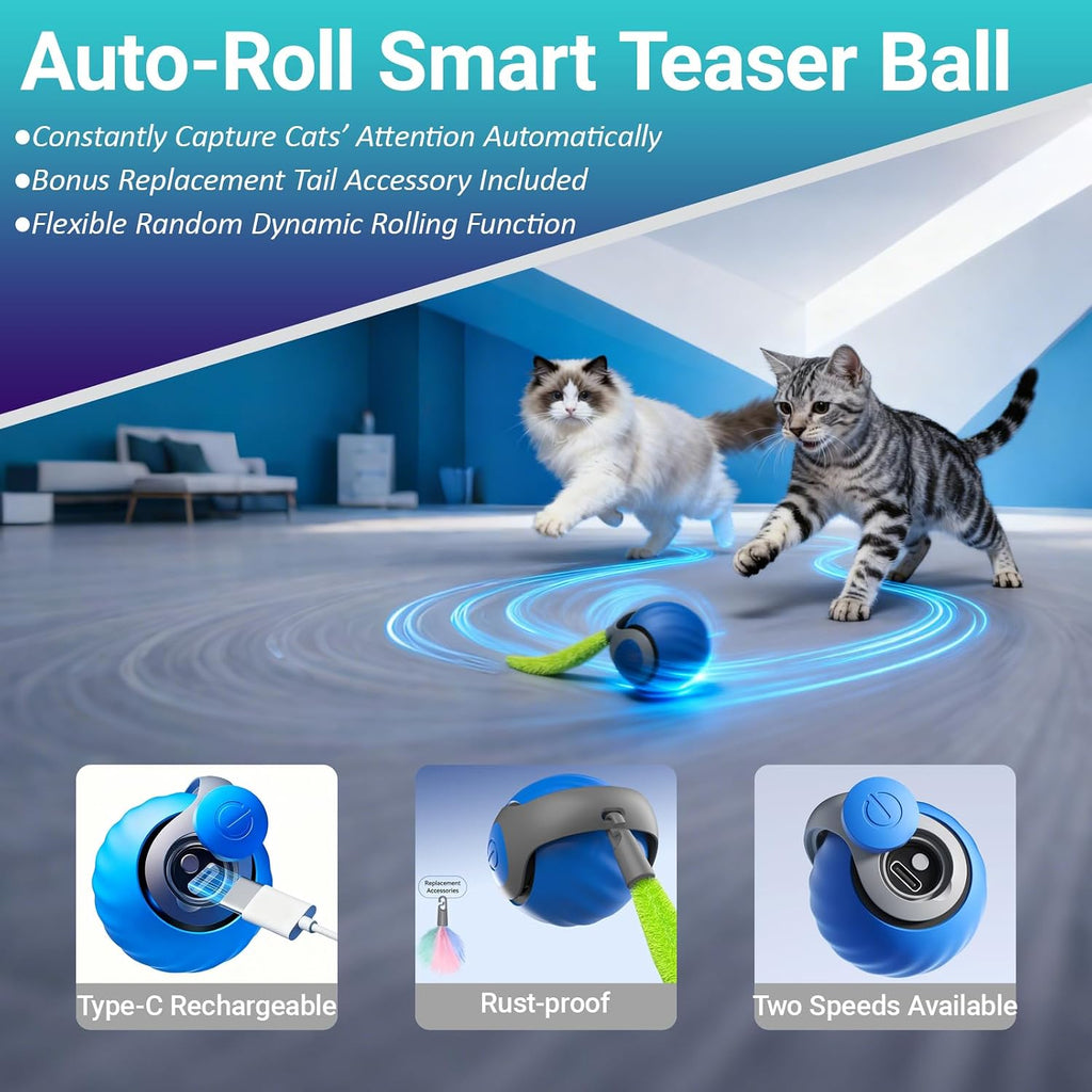 Interactive Cat Toy, Motion-Activated Ball in Round Cat Tunnel
