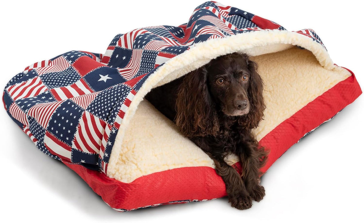 Snoozer Rectangle Cozy Cave Dog Bed, Hooded Dog Bed, Starpatch Diamond (M)