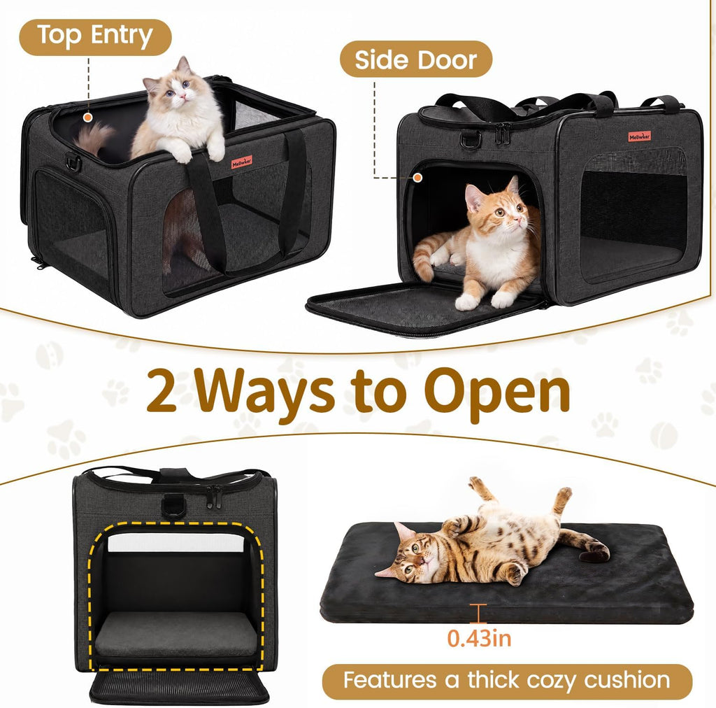 Soft-Sided Cat Dog Pet Carrier Airline Approved, Medium Black