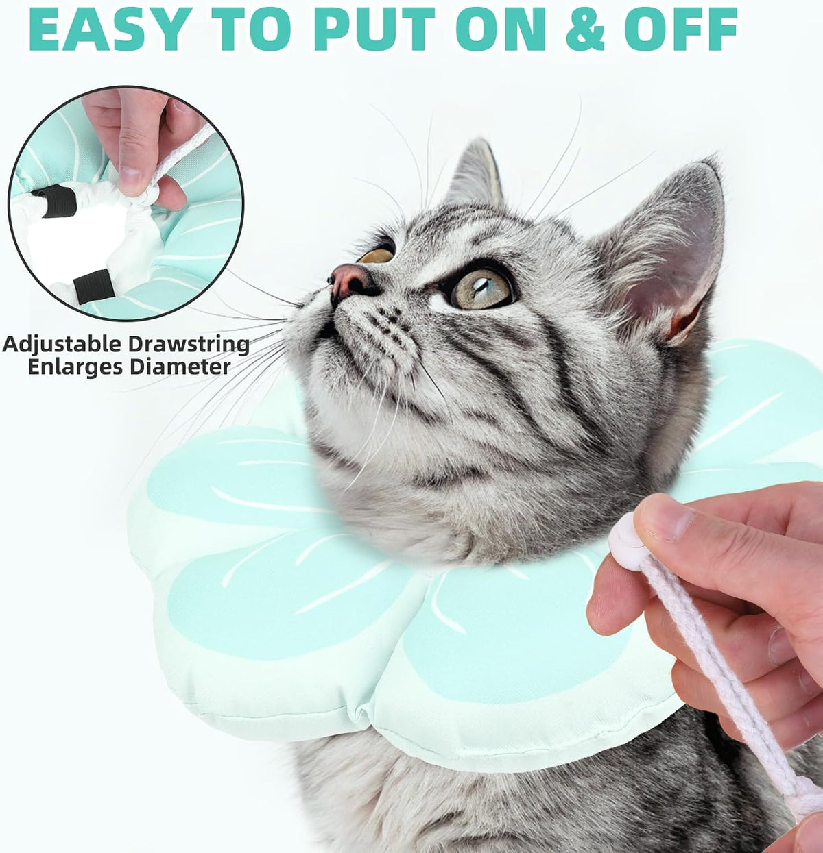 PUPTECK Cat Cone Collar, Soft Kitten Recovery Collar, Lightweight Anti-Bite Lick Elizabethan e Collar for Cats Puppy After Surgery, Blue M